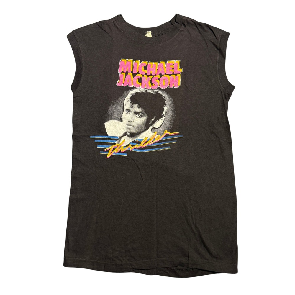 Vintage Michael Jackson Thriller Muscle Tee Black 80s Single Stitch Small